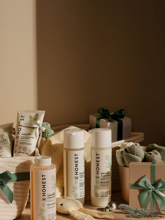 Array of Sensitive Collection Personal Care Products with Holiday Gift Wrapping