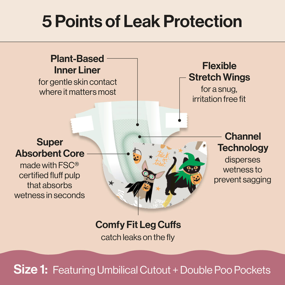 Honest Clean Conscious Diaper®, Costume Paw-ty, Size 1