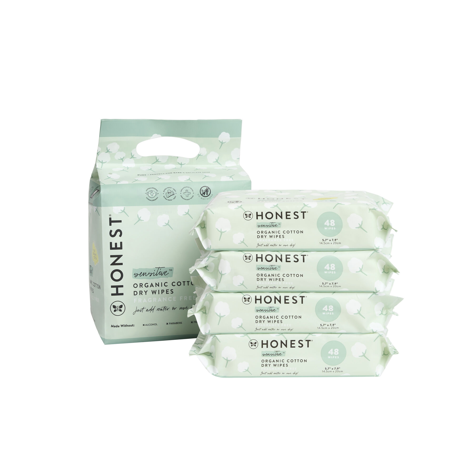 Honest Dry Wipes, 192 Count